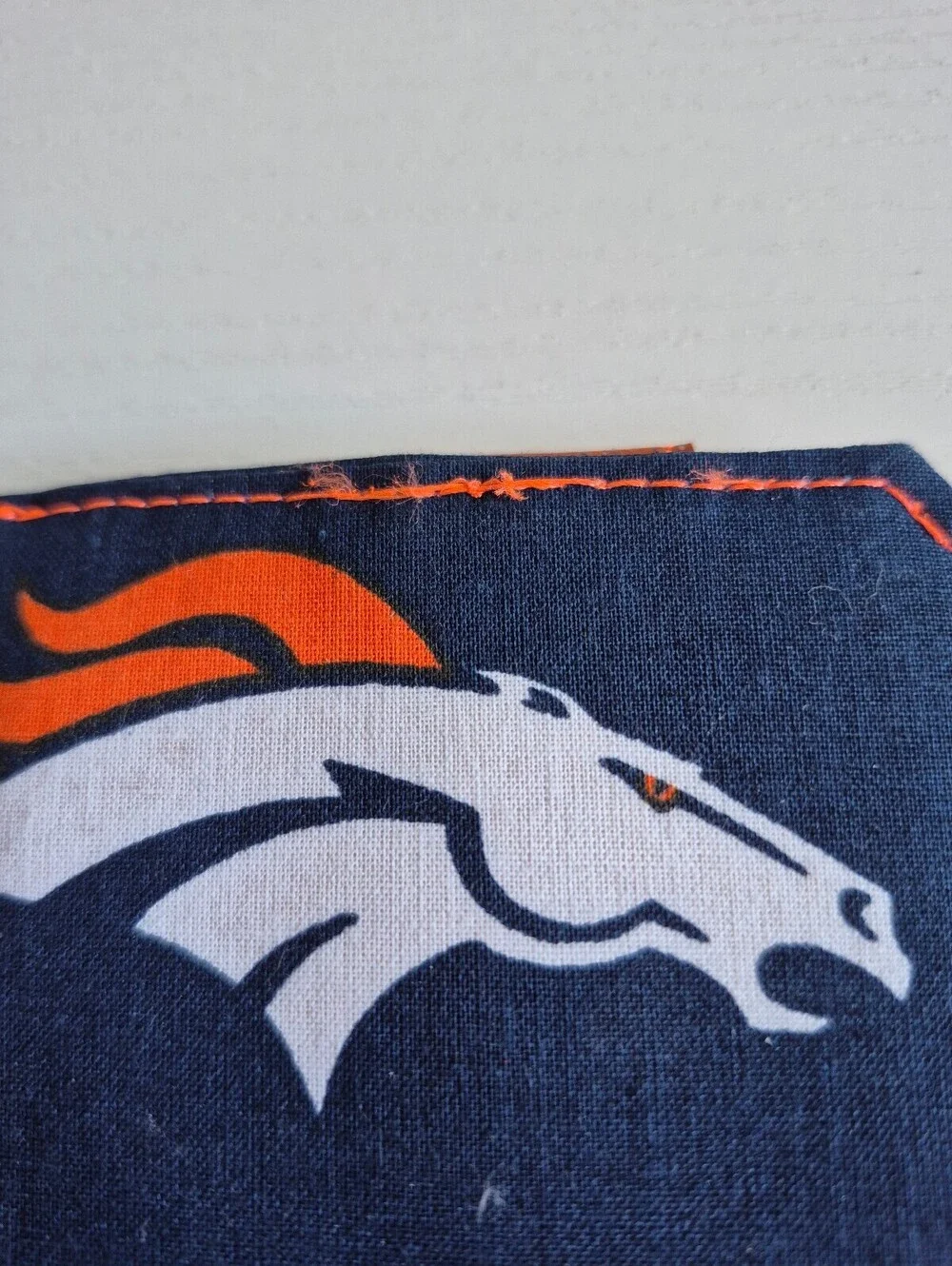 football wallet orange and blue magnetic snap tab 6 card slot wallet